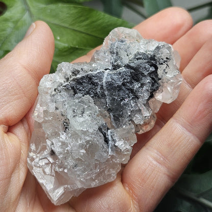 Clear Fluorite on Calcite Cluster, 83g Yindu Mine Inner Mongolia Specimen, UV Reactive