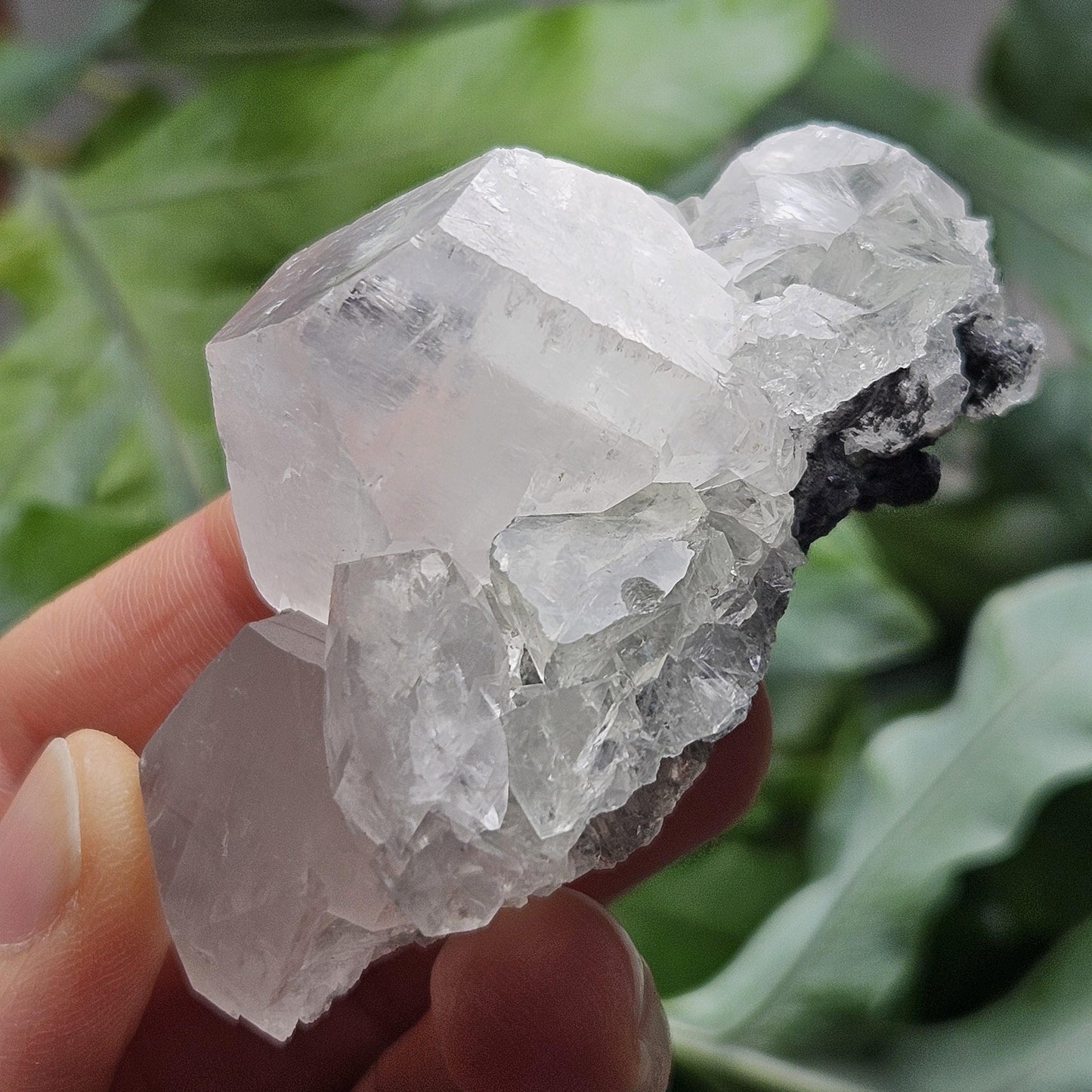 Clear Fluorite on Calcite Cluster, 83g Yindu Mine Inner Mongolia Specimen, UV Reactive