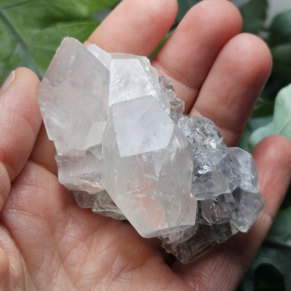 Clear Fluorite on Calcite Cluster, 83g Yindu Mine Inner Mongolia Specimen, UV Reactive