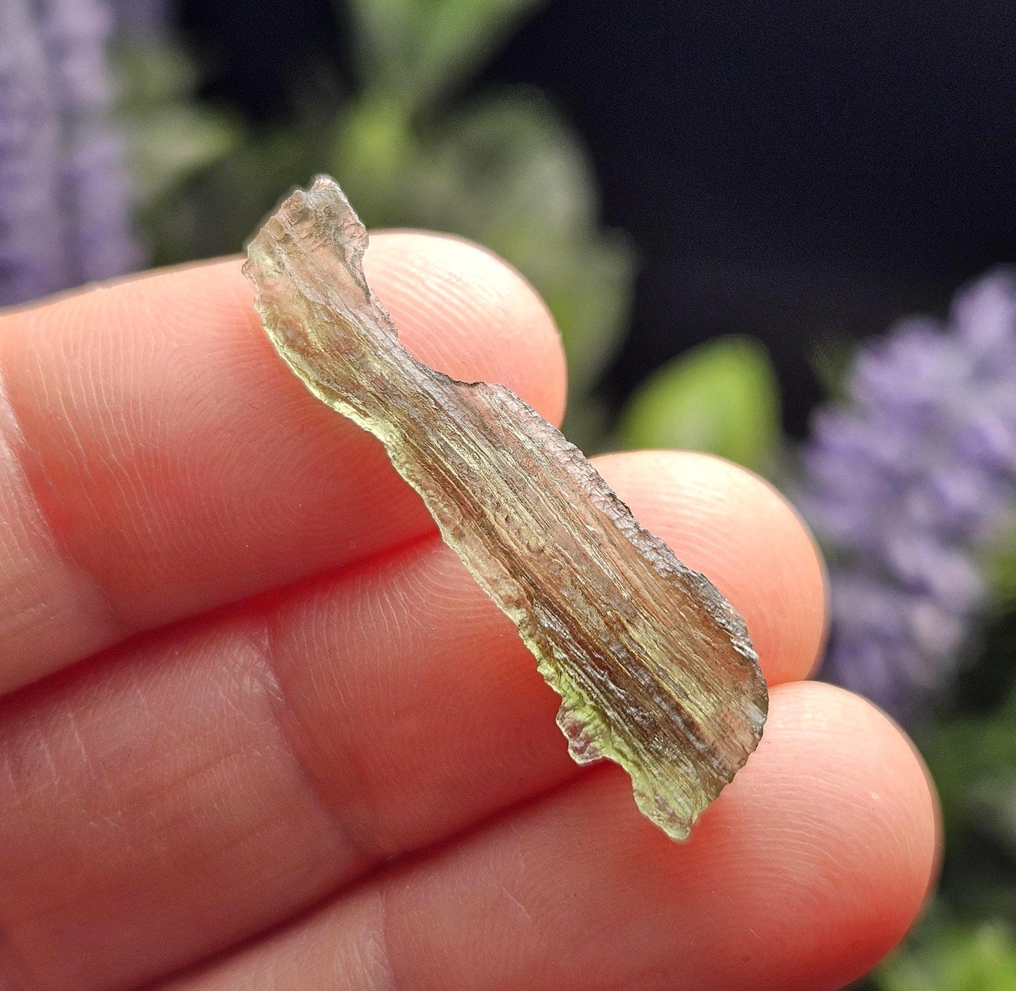 Moldavite Angel Chiming Tektite .8g, Genuine Moldavite
