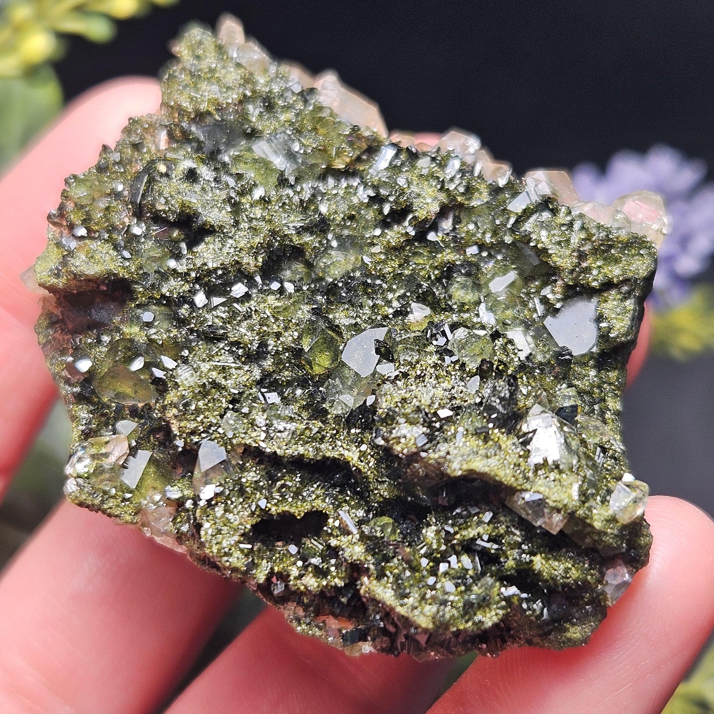 Forest Epidote 73g, Turkish Epidote and Quartz Cluster Specimen
