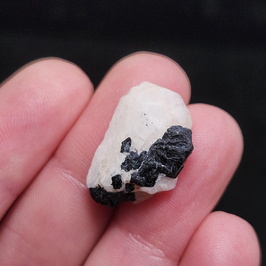 White Phenacite Crystal 4g, Nigerian Phenakite with Black Tourmaline
