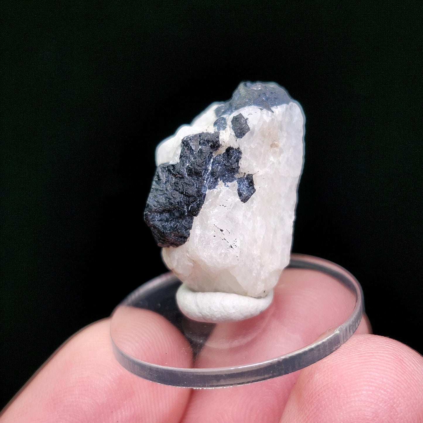 White Phenacite Crystal 4g, Nigerian Phenakite with Black Tourmaline