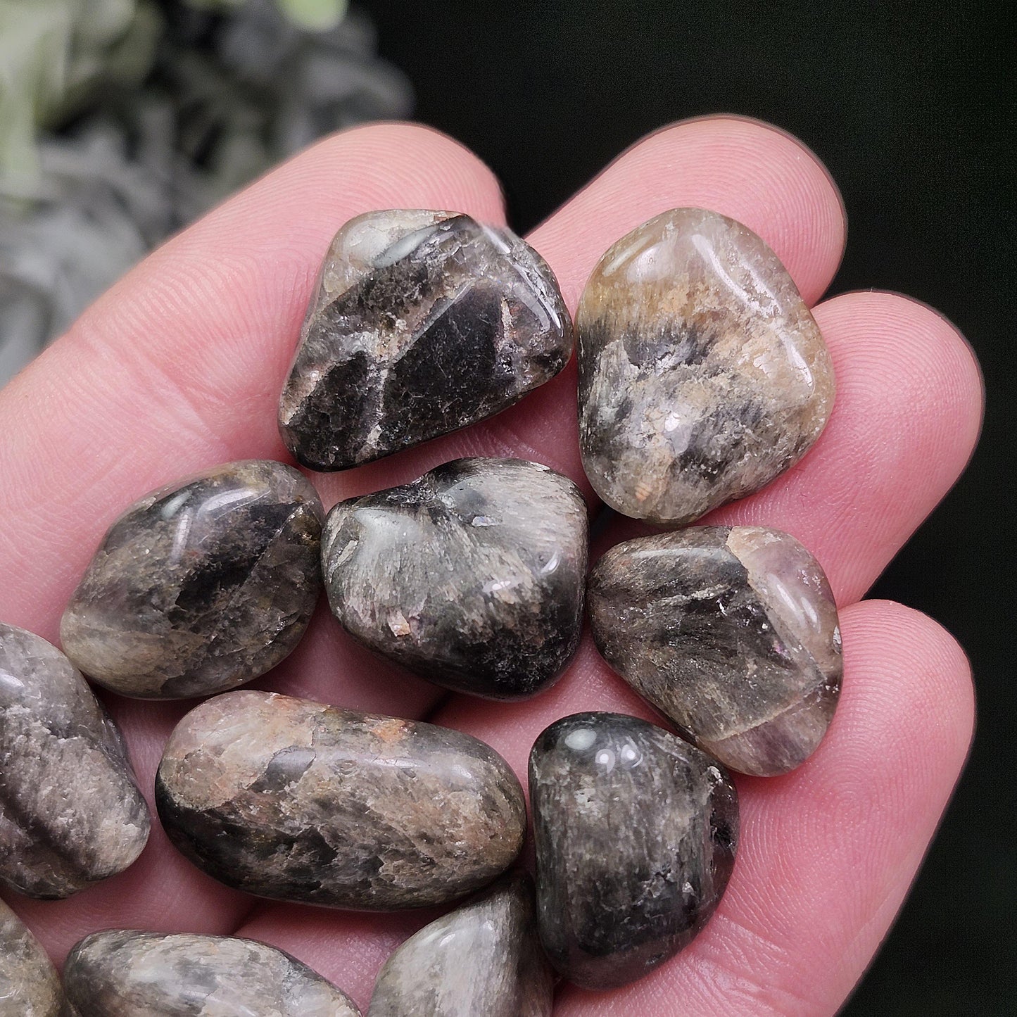 Smoky Quartz with Iron Inclusions, Goethite Quartz Tumbled Stone