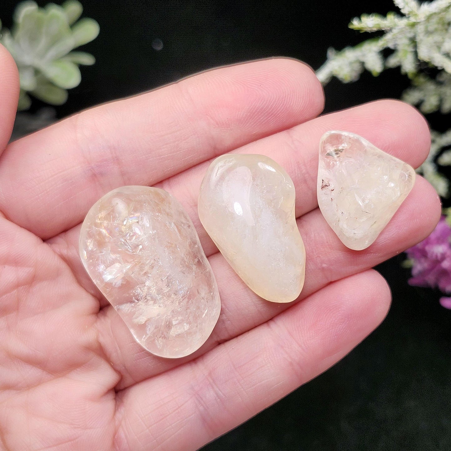 Champagne Citrine Tumbled Stone, Pale Yellow Quartz