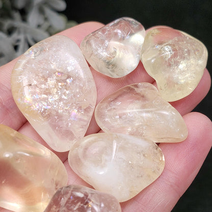 Champagne Citrine Tumbled Stone, Pale Yellow Quartz
