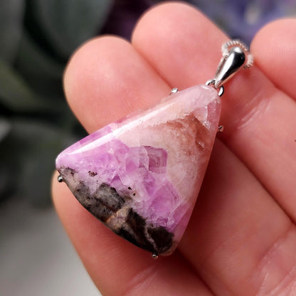 Cobaltoan Calcite Pendant, Sterling Silver Pink Cobalto Calcite Jewelry