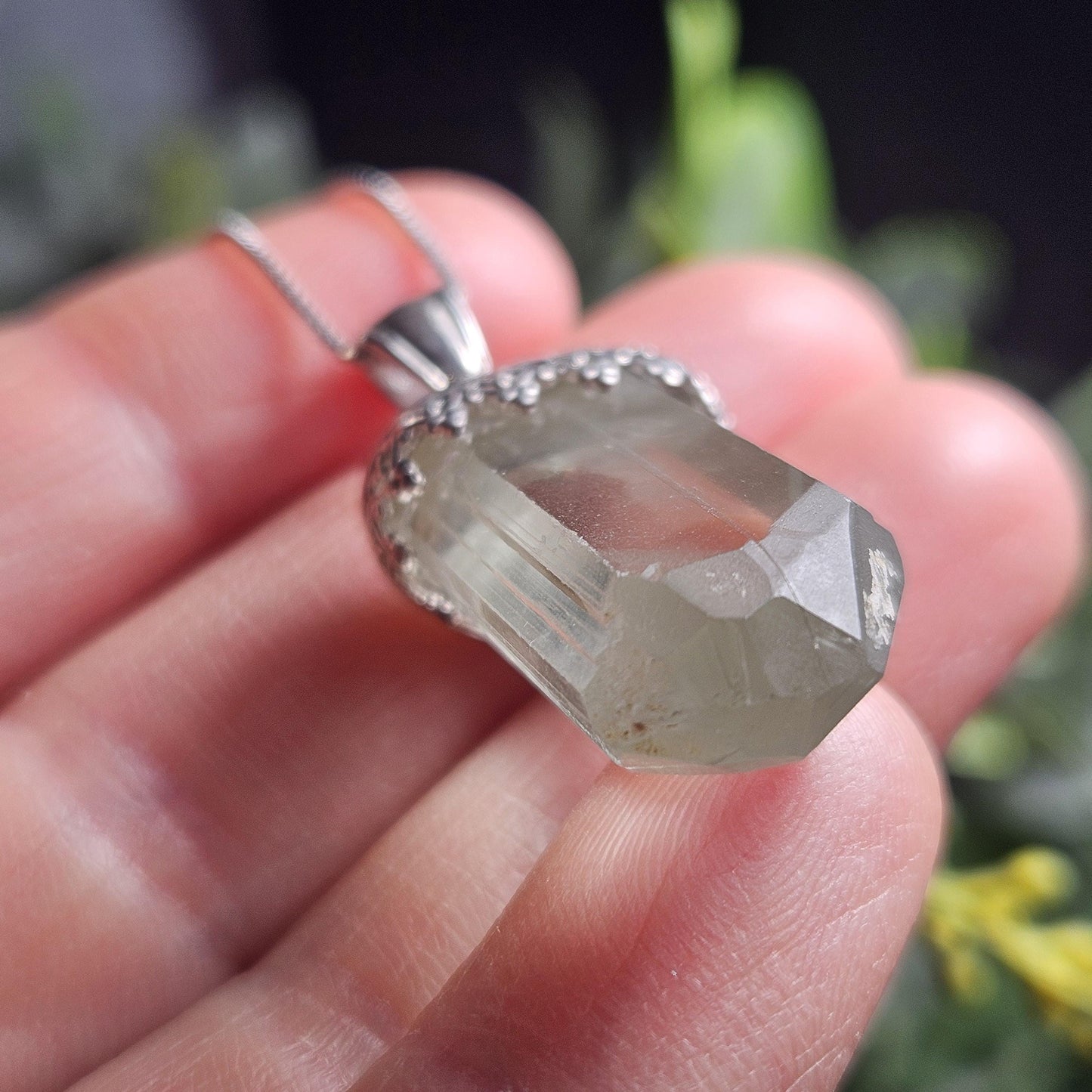 Golden Kunzite Pendant, Sterling Silver Yellow Kunzite Necklace, Spodumene Jewelry