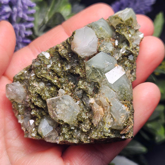 Forest Epidote 86g, Turkish Epidote and Quartz Cluster Specimen