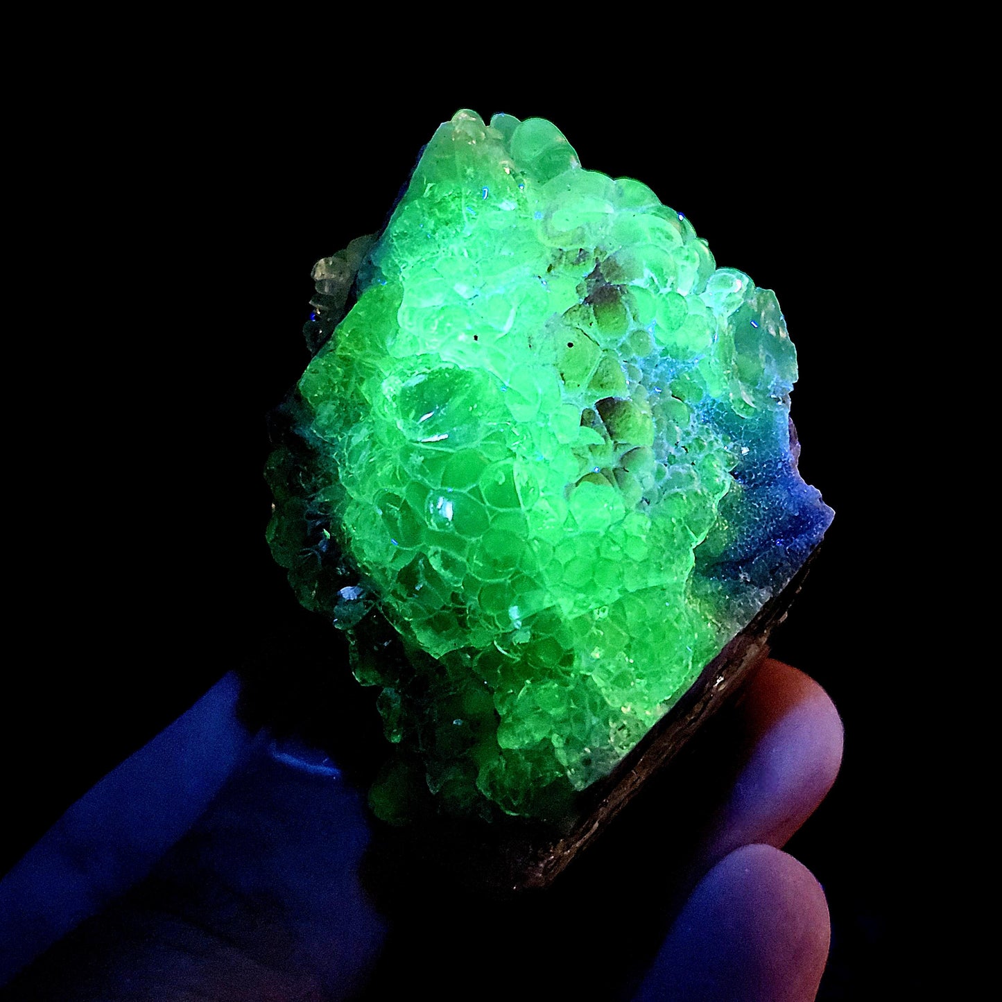 UV Reactive Hyalite Opal Specimen 74g, Fluorescent Crystal from Mexico