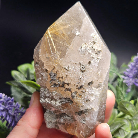 LARGE Rutilated Citrine Crystal 322g, Brazilian Rutile in Quartz