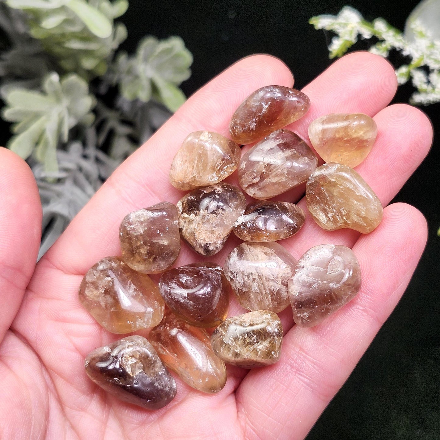 Natural Brazilian Citrine Tumbled Stone, Smoky Citrine