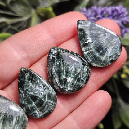 Seraphinite Crystal Cabochon, Jewelry Making Supply