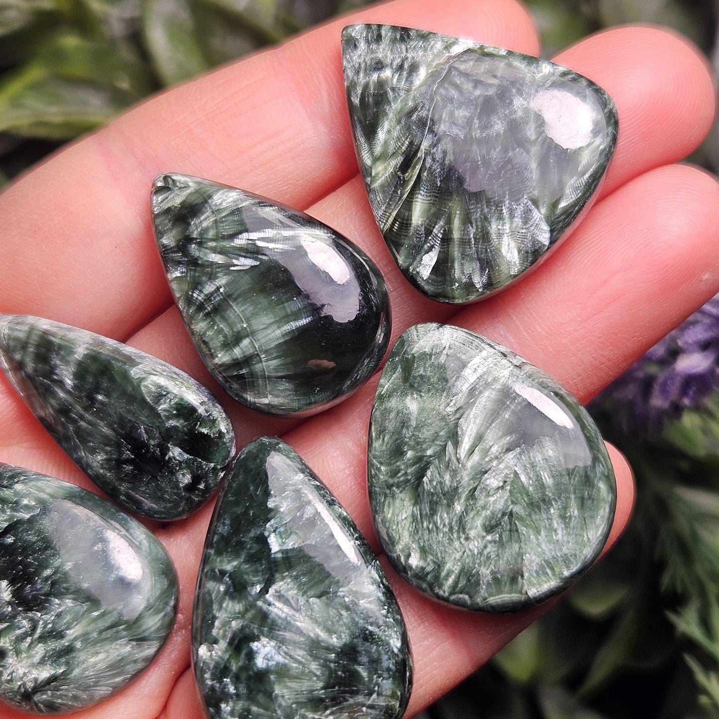 Seraphinite Crystal Cabochon, Jewelry Making Supply