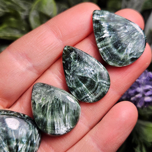 Seraphinite Crystal Cabochon, Jewelry Making Supply