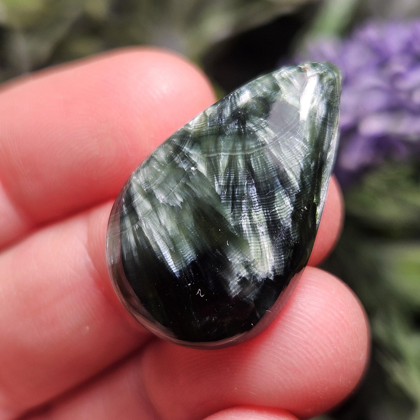 Seraphinite Crystal Cabochon, Jewelry Making Supply
