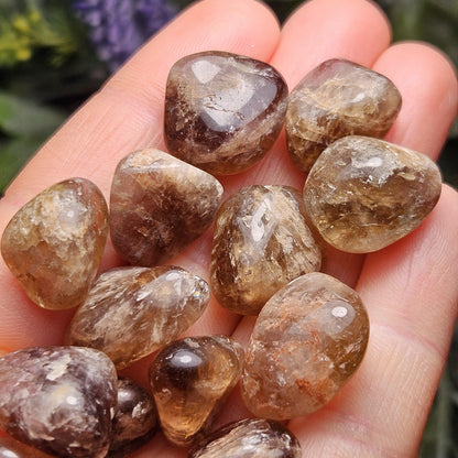 Natural Brazilian Citrine Tumbled Stone, Smoky Citrine