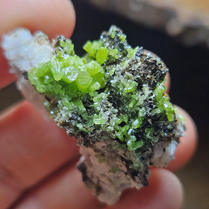 Pyromorphite Crystal Cluster, Rare Green Pseudomorph Specimen (40x30mm)
