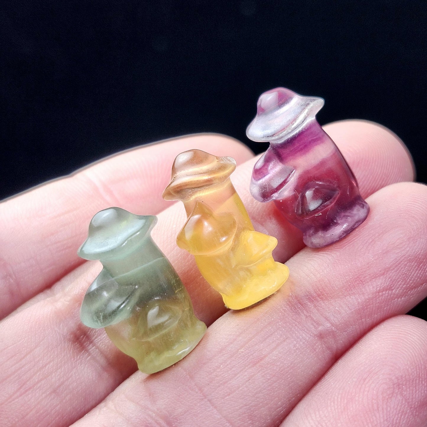 Fluorite Mushroom Carving, Tiny Crystal Mushroom