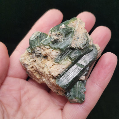 Green Tourmaline in Quartz Crystal 104g, Brazilian Cluster with Natural HOLE
