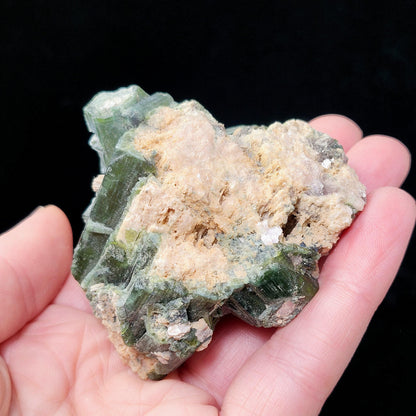 Green Tourmaline in Quartz Crystal 104g, Brazilian Cluster with Natural HOLE