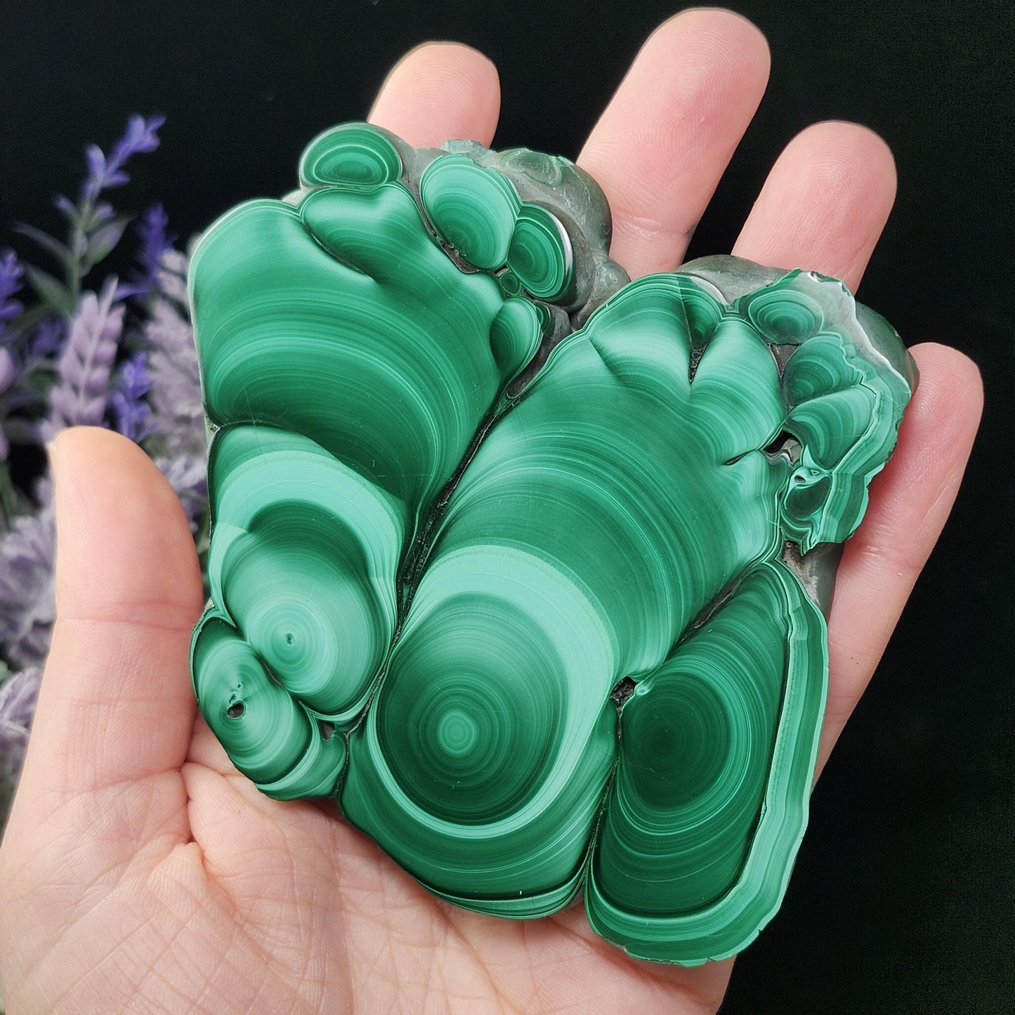 Malachite Slice 214g, Polished Crystal
