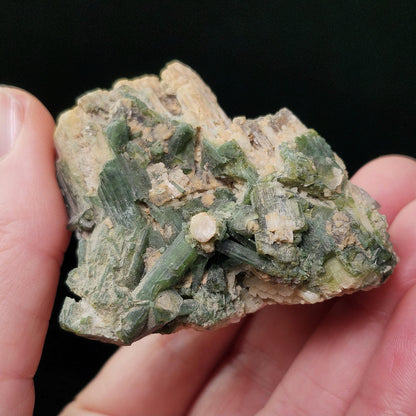 Green Tourmaline in Quartz Crystal 104g, Brazilian Cluster with Natural HOLE
