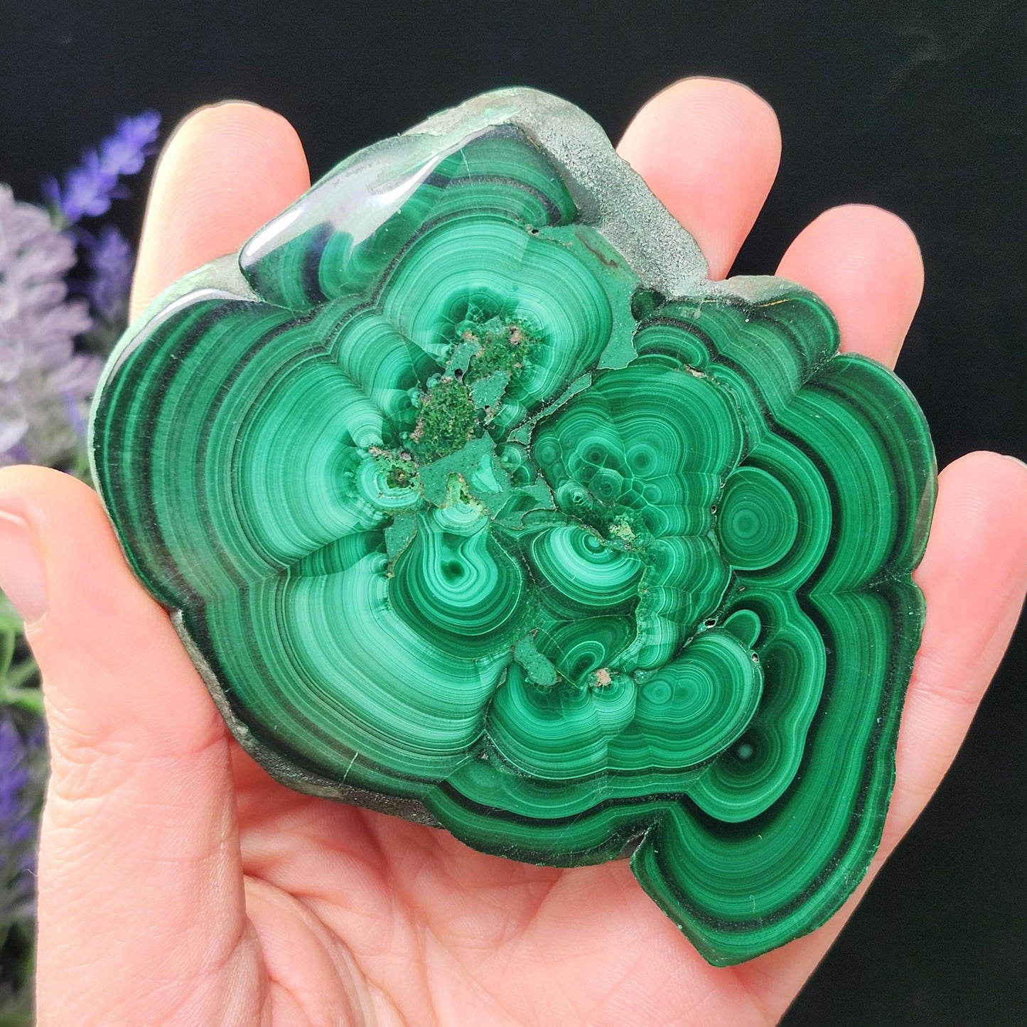 Malachite Slice 96g, Polished Crystal