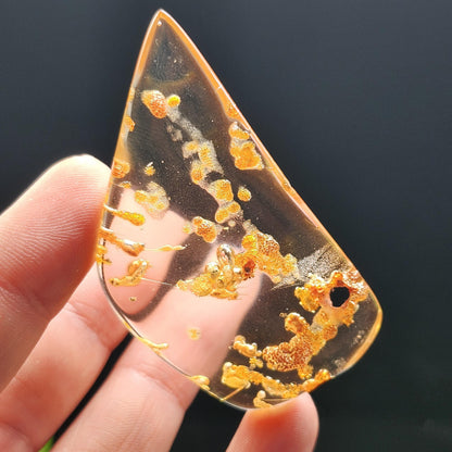 Amber with Bugs, Static ENHYDRO Bubbles and Natural Hole Inclusion 9.48g, Natural Amber Fossil with Insects