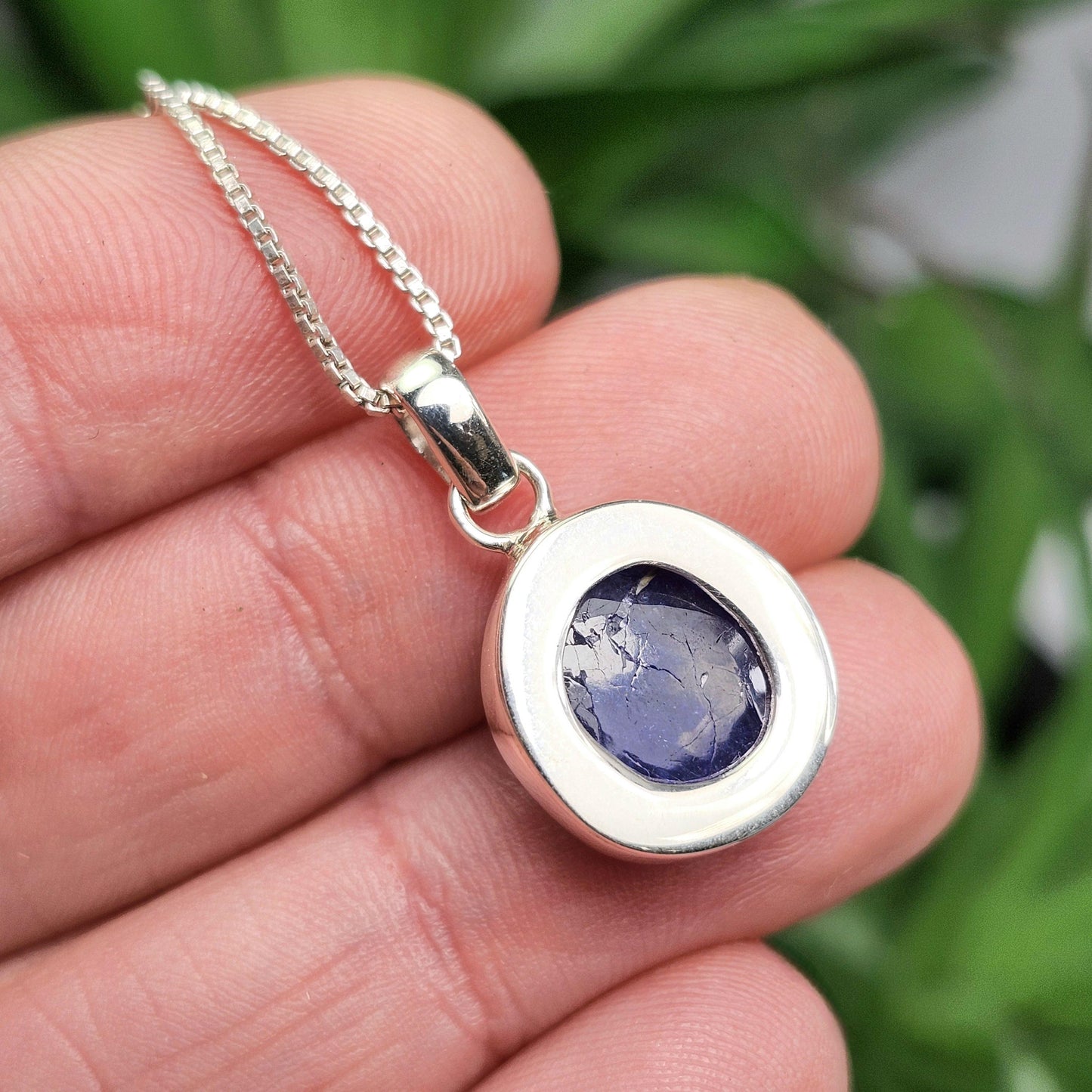 Blue Tanzanite Pendant, Sterling Silver Crystal Necklace