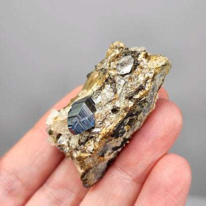 Blue Anatase & Quartz Cluster 24g, RARE Crystal Specimen