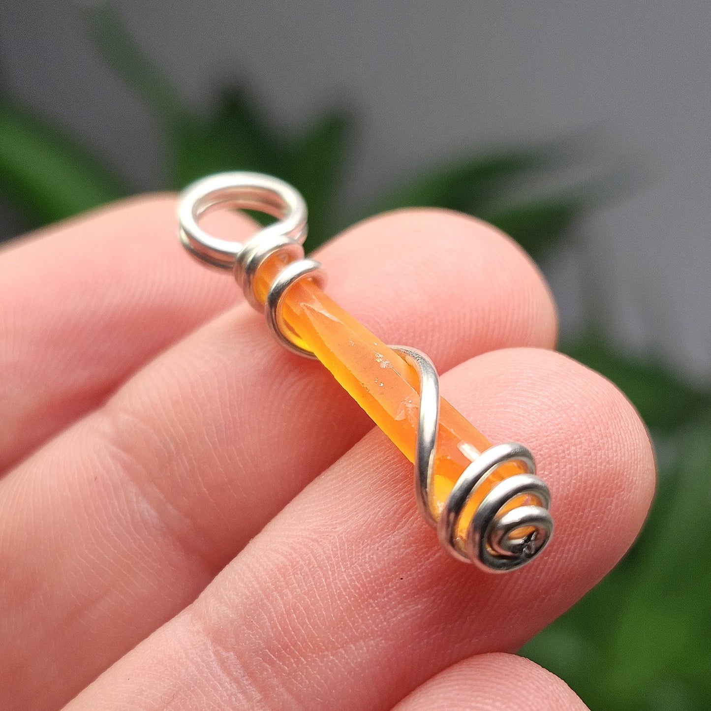 UV Reactive Orange Zincite Pendant, Sterling Silver Zincite Crystal Necklace