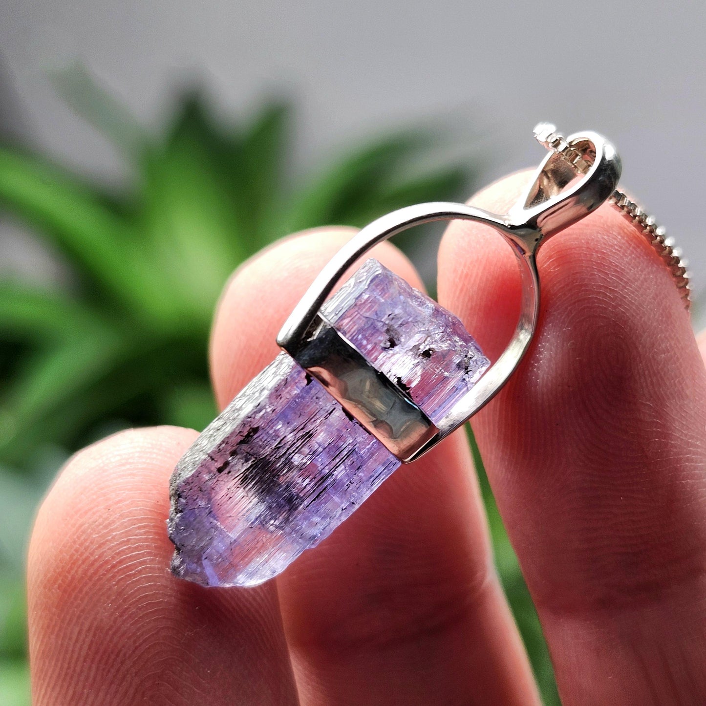 Tanzanite Crystal Pendant, Sterling Silver Necklace