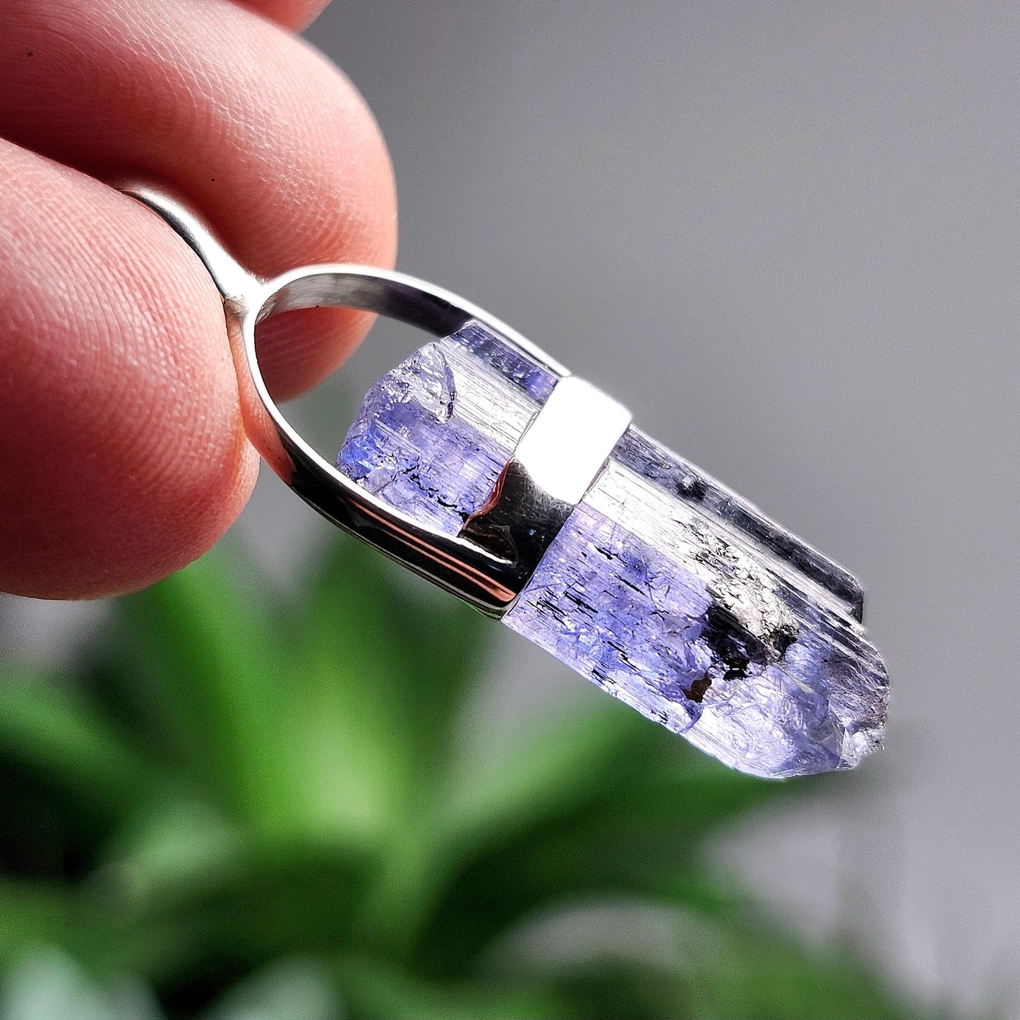 Tanzanite Crystal Pendant, Sterling Silver Necklace