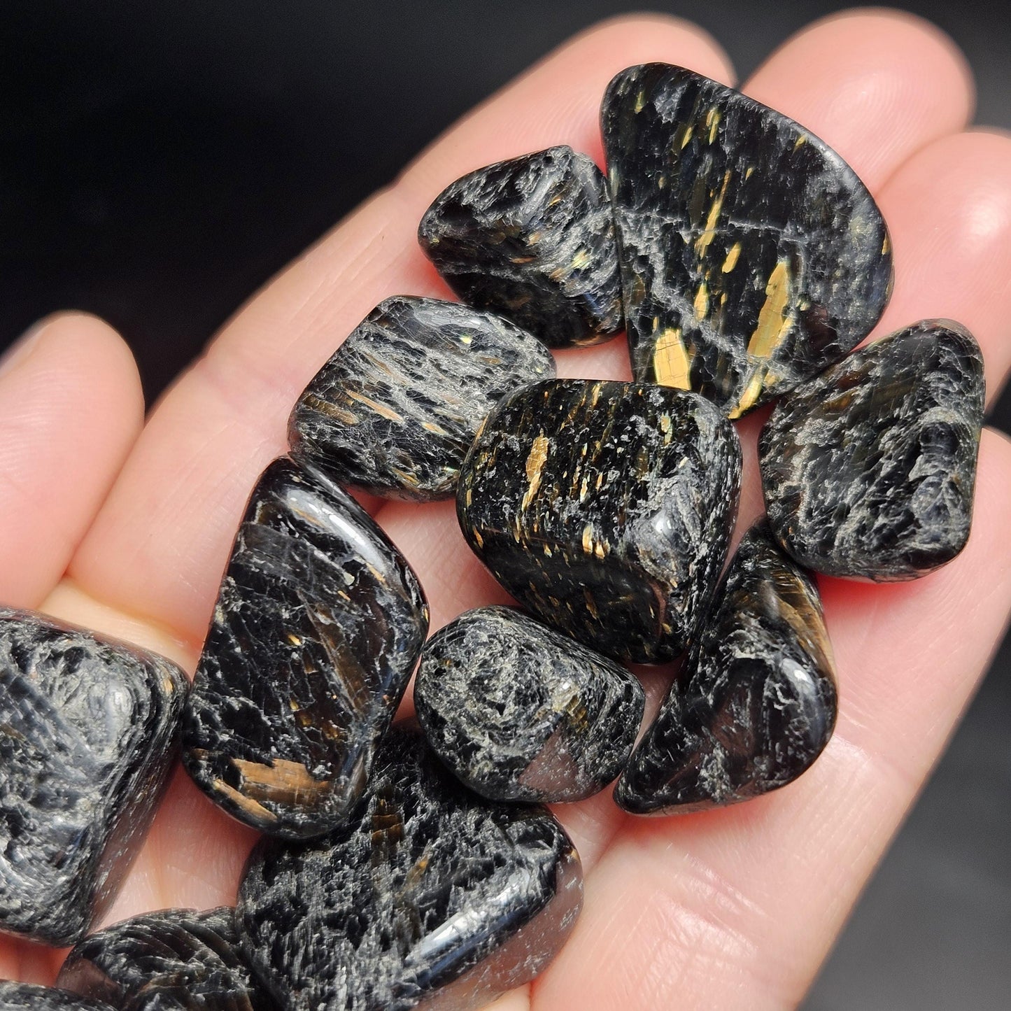 Greenland Nuummite Tumbled Stone, Authentic Nuummite Crystal