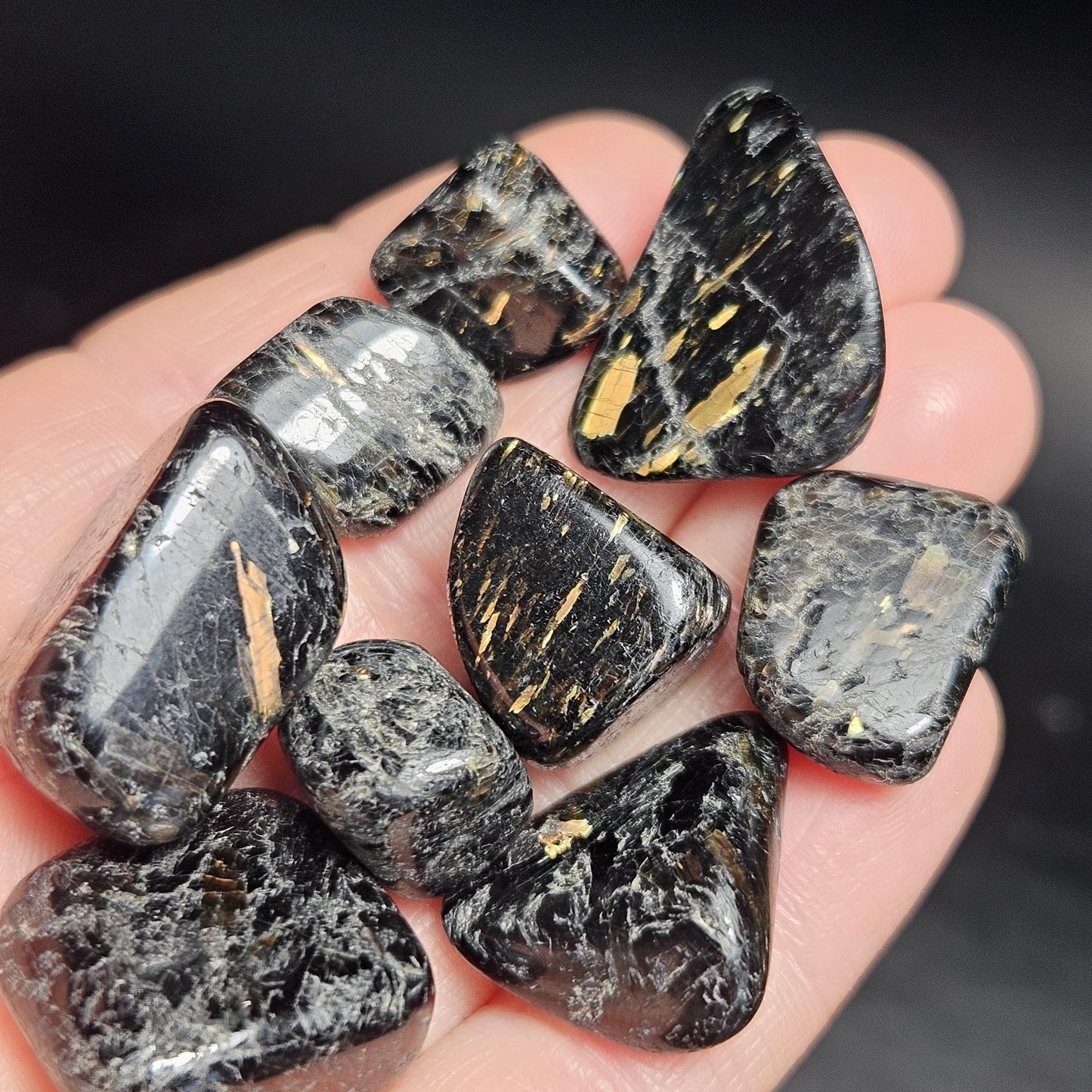 Greenland Nuummite Tumbled Stone, Authentic Nuummite Crystal