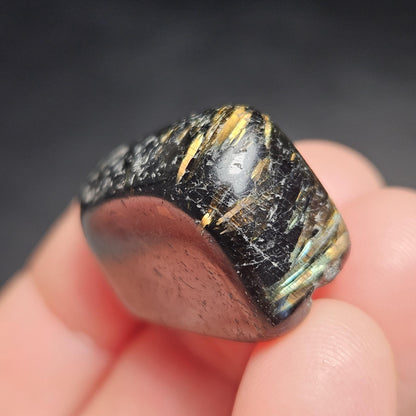 Greenland Nuummite Tumbled Stone, Authentic Nuummite Crystal