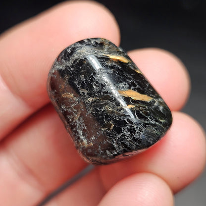 Greenland Nuummite Tumbled Stone, Authentic Nuummite Crystal