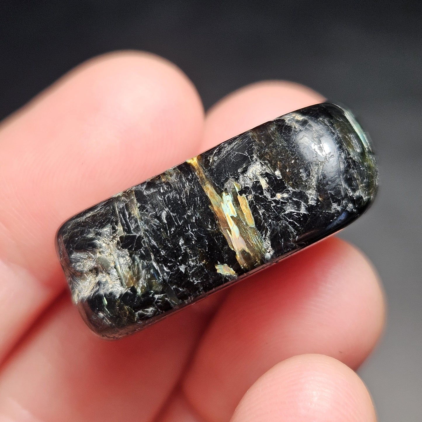 Greenland Nuummite Tumbled Stone, Authentic Nuummite Crystal