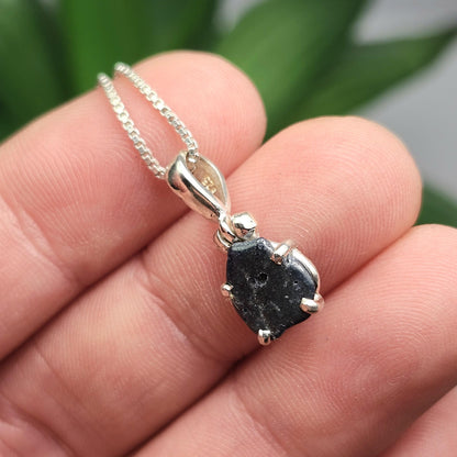 Benitoite Crystal Pendant, Blue Benitoite Sterling Silver Necklace