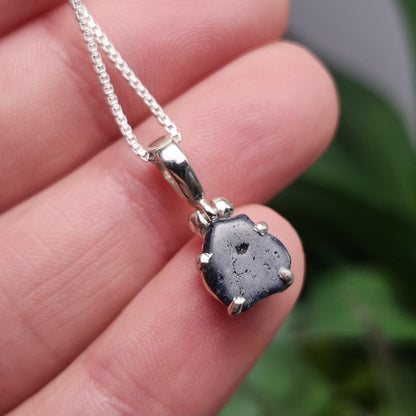 Benitoite Crystal Pendant, Blue Benitoite Sterling Silver Necklace