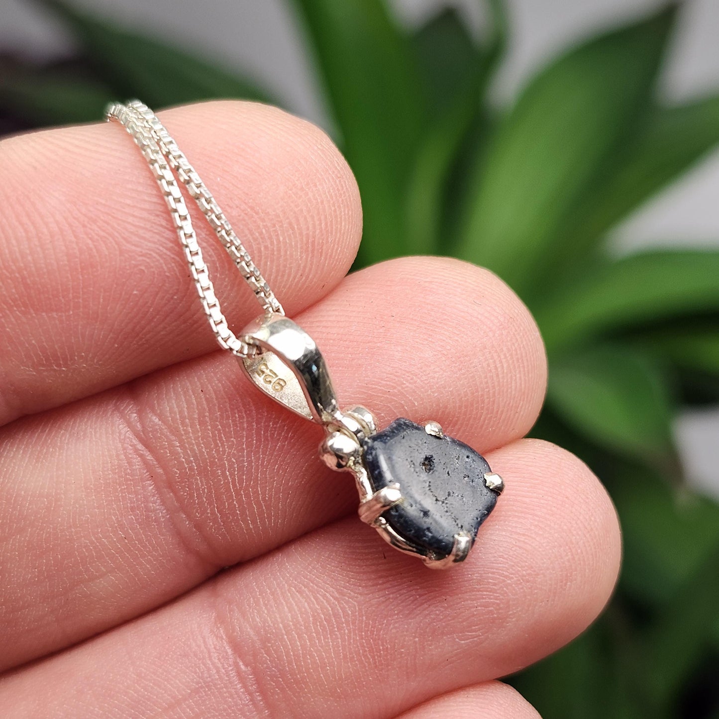 Benitoite Crystal Pendant, Blue Benitoite Sterling Silver Necklace