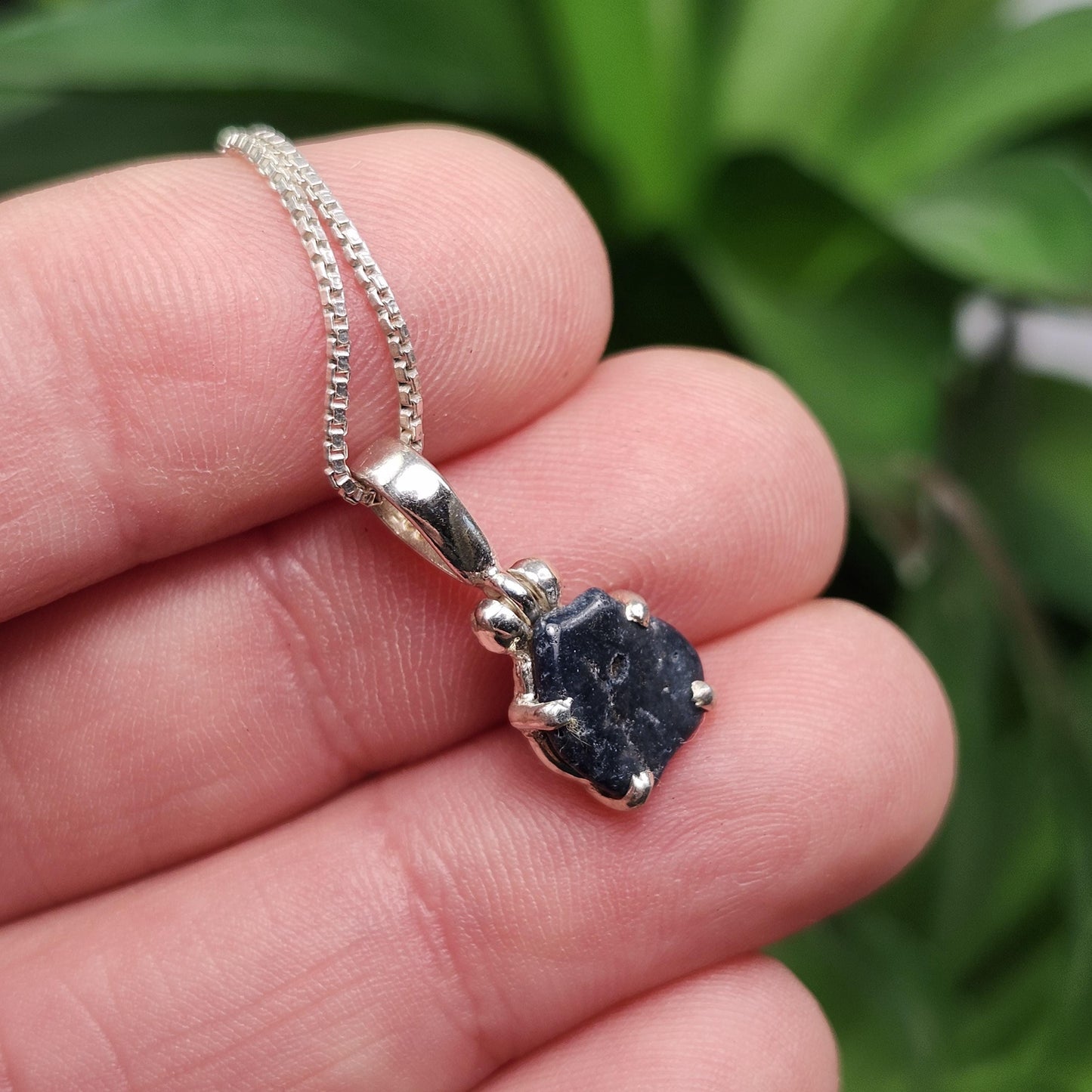 Benitoite Crystal Pendant, Blue Benitoite Sterling Silver Necklace