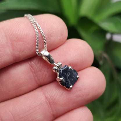 Benitoite Crystal Pendant, Blue Benitoite Sterling Silver Necklace