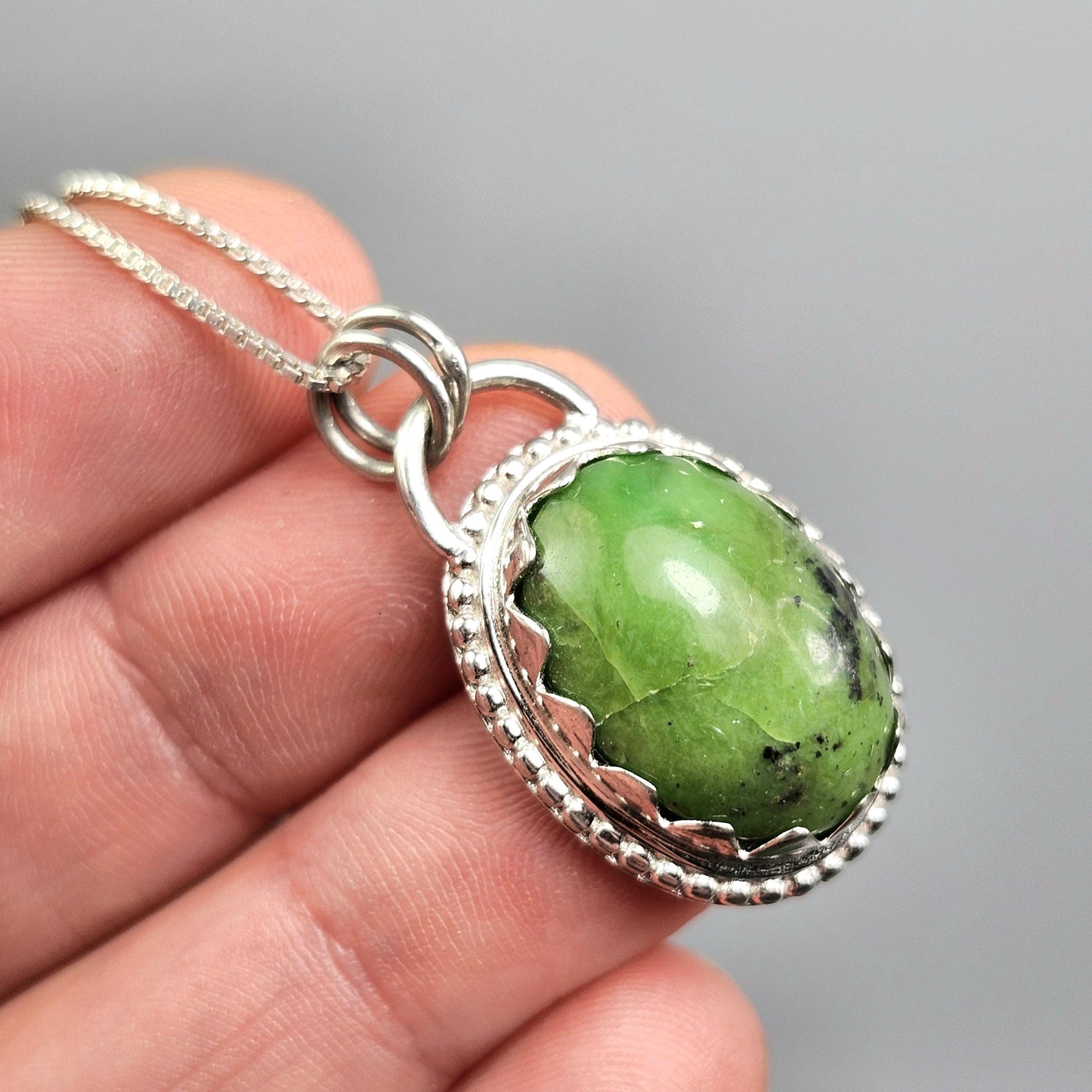 Natural Green Turquoise Pendant, Sterling Silver Turquoise Necklace