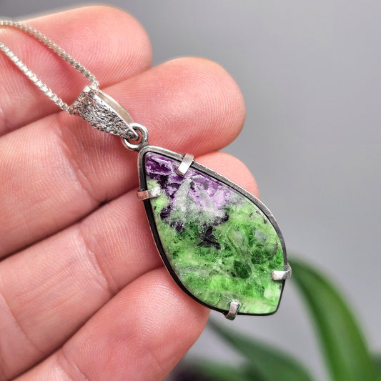 Kammererite Pendant, Sterling Silver Kammererite Crystal Necklace