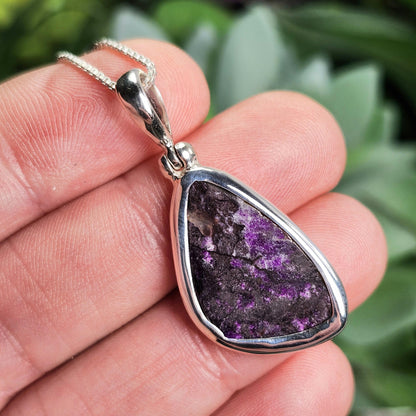 Gel Sugilite Pendant, Sterling Silver Sugilite Necklace
