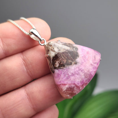 Cobalto Calcite Pendant, Sterling Silver Pink Cobalto Calcite Jewelry