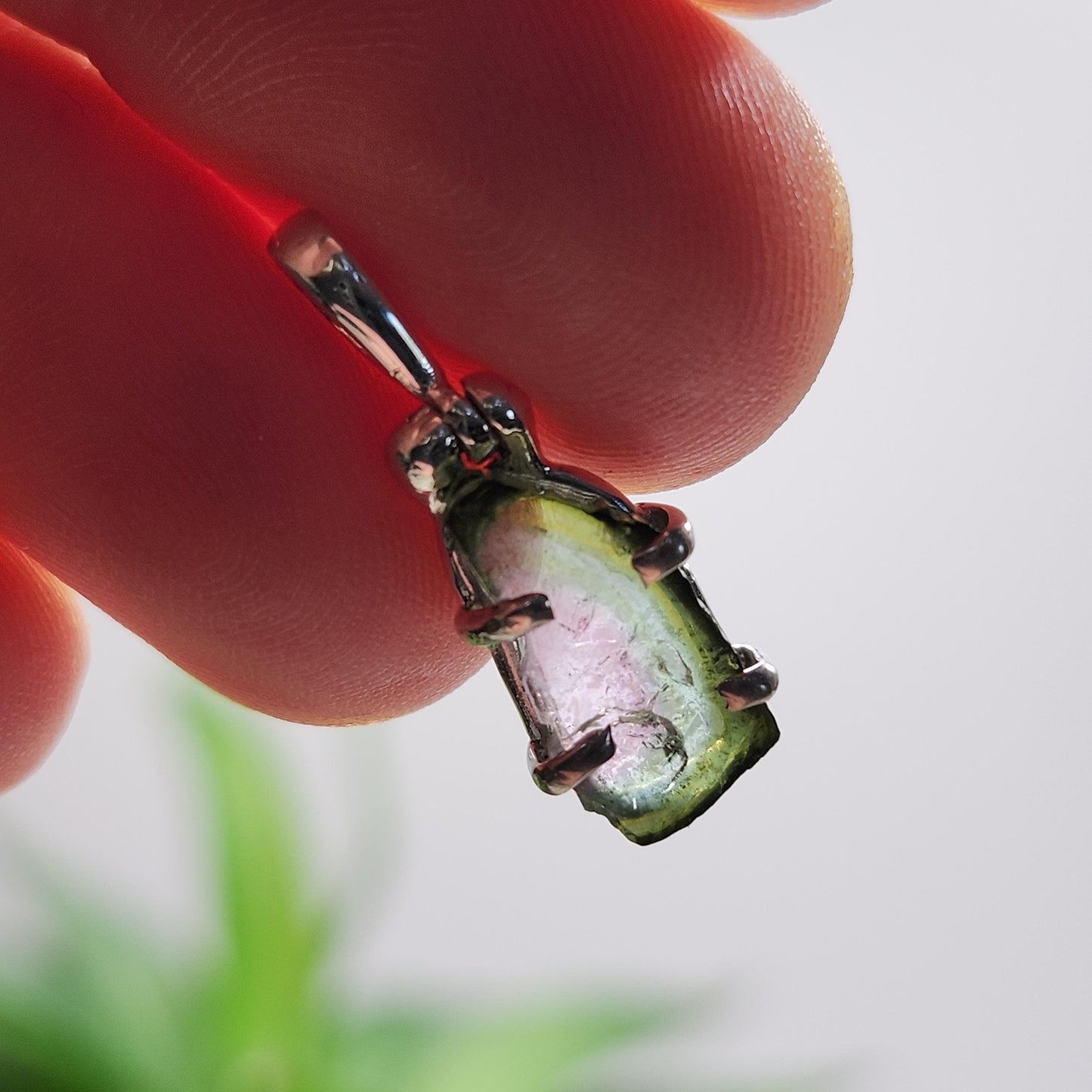 Watermelon Tourmaline Pendant, Sterling Silver Tourmaline Gemstone Necklace