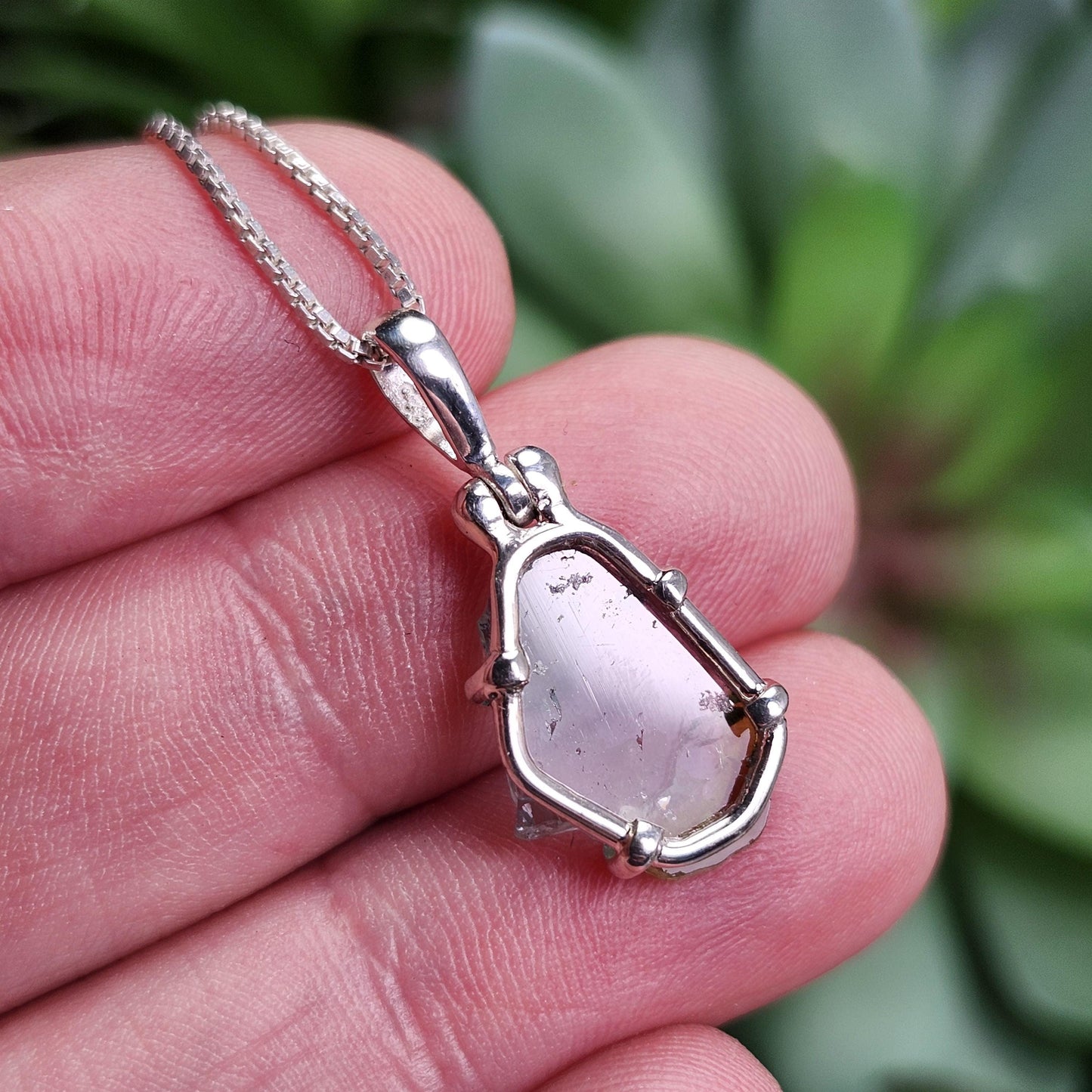 Blue Green Tourmaline Pendant, Sterling Silver Watermelon Tourmaline Gemstone Necklace